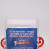 DISNEY MASTERPEICE PINOCCHIO - PROMO SCREENER / DEMO TAPE - IGS GRADED 8 BOX 7.5 SEAL! NEW & Factory Sealed! (VHS)