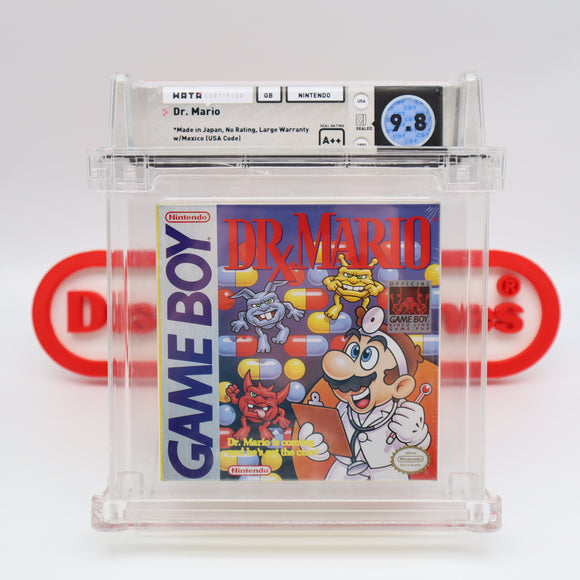 DR. MARIO - HIGHEST WATA GRADED 9.8 A++! UNCIRCULATED! NEW & Factory Sealed with Authentic H-Seam! (Game Boy Original)