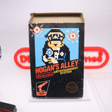 HOGAN'S ALLEY - BLACK BOX GAME - UNPUNCHED HANGTAB, 5 Screw, No Rev-A, 1 Code, Round SOQ! Complete In Box - CIB! (NES Nintendo)