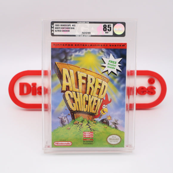 ALFRED CHICKEN - VGA GRADED 85 NM+ SILVER! NEW & Factory Sealed with Authentic H-Seam! (NES Nintendo)