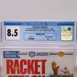 RACKET ATTACK - EARLY Print with "1 or 2 Player" CGC GRADED 8.5 B! NEW & Factory Sealed with Authentic H-Seam! (NES Nintendo)