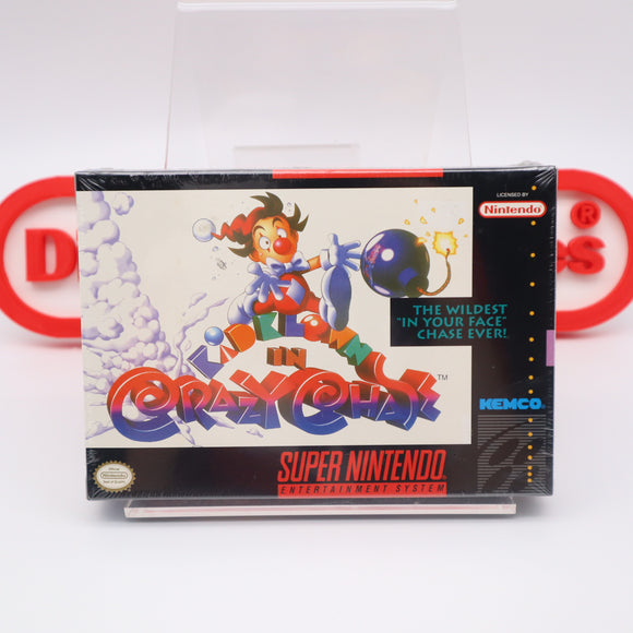 KID KLOWN / CLOWN IN CRAZY CHASE - NEW & Factory Sealed with Authentic V-Seam! (SNES Super Nintendo)