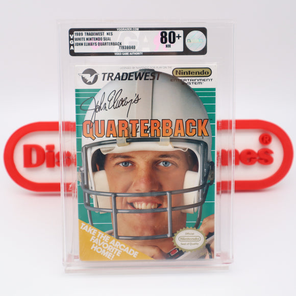 JOHN ELWAYS QUARTERBACK FOOTBALL - VGA GRADED 80+ NM SILVER! NEW & Factory Sealed with Authentic H-Seam! (NES Nintendo)