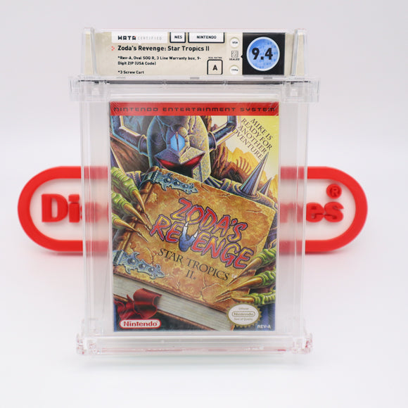 STAR TROPICS II 2: ZODA'S REVENGE - WATA GRADED 9.4 A! NEW & Factory Sealed with Authentic H-Seam! (NES Nintendo)