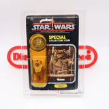 EWOK: PAPLOO with COLLECTOR'S COIN! 92 BACK POWER OF THE FORCE / POTF - CAS GRADED 70! NEW Authentic & Factory Sealed! (MOC Vintage Star Wars Figure)