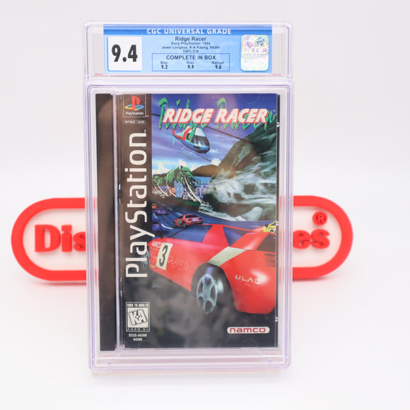 RIDGE RACER LONGBOX - CGC GRADED 9.4 CIB with a 9.9 DISC!! (PS1 PlayStation 1)