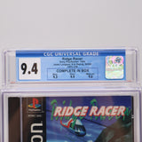 RIDGE RACER LONGBOX - CGC GRADED 9.4 CIB with a 9.9 DISC!! (PS1 PlayStation 1)