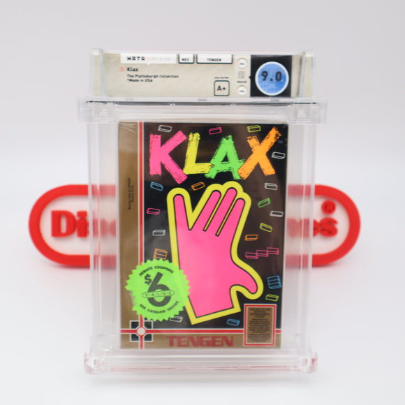 KLAX - WATA PEDIGREE GRADED 9.0 A+! NEW & Factory Sealed with Authentic V-Overlap Seam! (NES Nintendo)