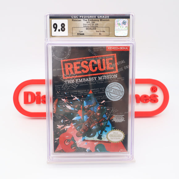 RESCUE: THE EMBASSY MISSION - CGC GRADED 9.8 A+! NEW & Factory Sealed with Authentic H-Seam! (NES Nintendo)