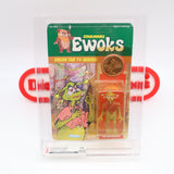 EWOKS: URGAH LADY GORNEESH with COLLECTOR COIN! CAS GRADED 75 / 6 BACK - NEW Authentic & Factory Sealed! (MOC Vintage Star Wars Figure)