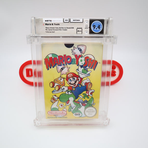 MARIO & YOSHI - WATA GRADED 9.4 A++! NEW & Factory Gloss Sticker Sealed! (NES Nintendo)