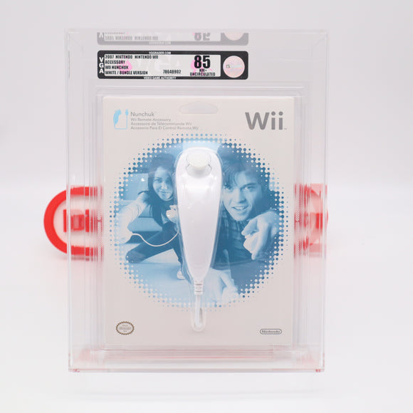 WII NUNCHUK CONTROLLER - VGA GRADED 85 NM+ SILVER UNCIRCULATED! NEW & Factory Sealed! (Nintendo WII)