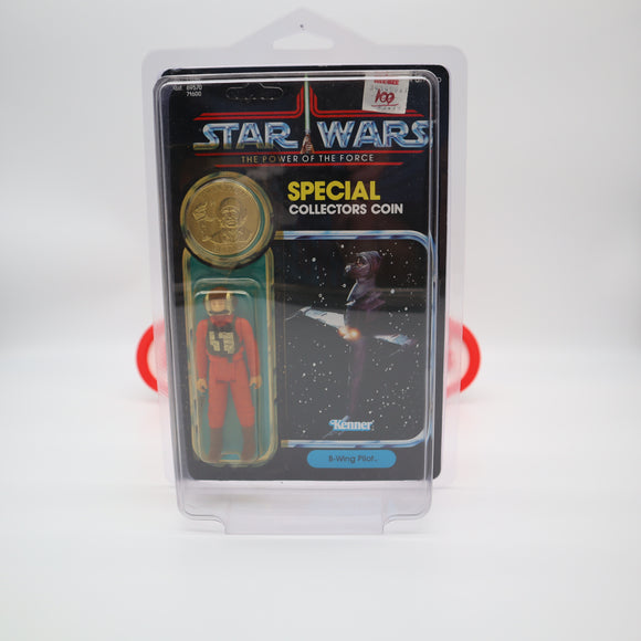 B-WING PILOT with POTF COIN - 92 BACK - NEW Authentic & Factory Sealed + STAR CASE! (MOC Vintage Star Wars Figure)