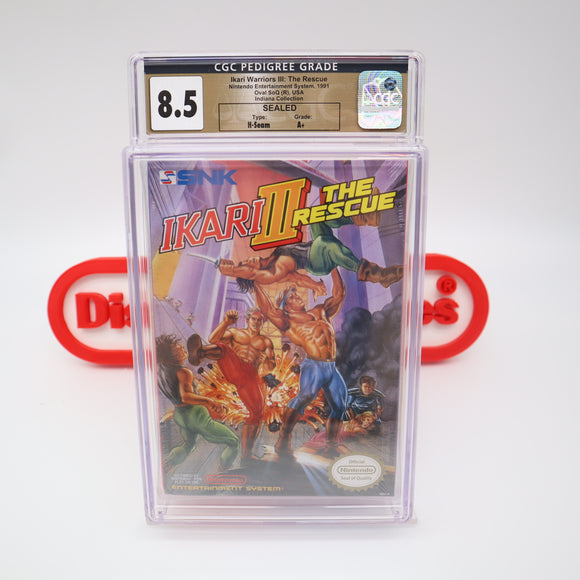 IKARI WARRIORS III 3: THE RESCUE - CGC PEDIGREE GRADED 8.5 A+! NEW & Factory Sealed with Authentic H-Seam! (NES Nintendo)