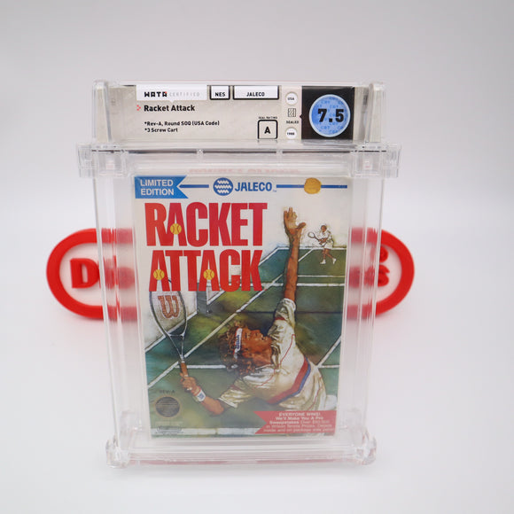 RACKET ATTACK TENNIS - WATA GRADED 7.5 A! NEW & Factory Sealed with Authentic H-Seam! (NES Nintendo)