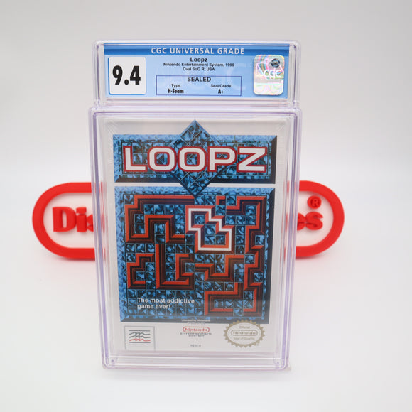 LOOPZ / LOOPS - CGC GRADED 9.4 A+! NEW & Factory Sealed with Authentic H-Seam! (NES Nintendo)