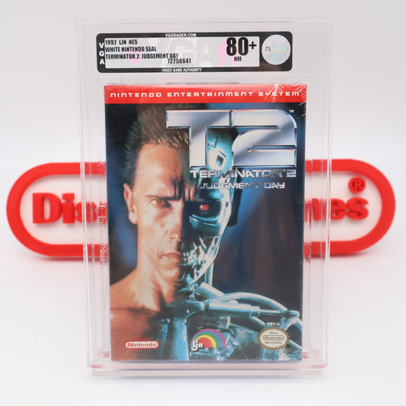 T2 TERMINATOR 2: JUDGMENT DAY - VGA GRADED 80+ NM SILVER! NEW & Factory Sealed with Authentic V-Overlap Seam! (NES Nintendo)