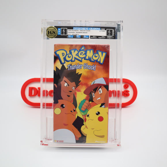 POKEMON: THUNDER SHOCK - IGS GRADED 6.0 BOX & 6.0 SEAL! NEW & Factory Sealed with Authentic H-Overlap Seam! (VHS)