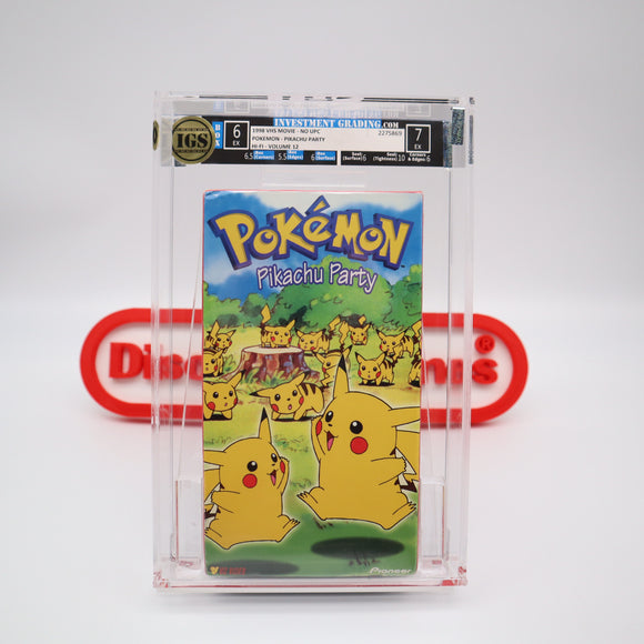 POKEMON: PIKACHU PARTY - IGS GRADED 6.0 BOX & 7.0 SEAL! NEW & Factory Sealed with Authentic H-Overlap Seam! (VHS)