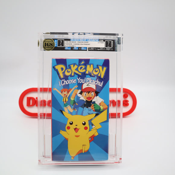 POKEMON: I CHOOSE YOU! PIKACHU! IGS GRADED 7.0 BOX & 7.0 SEAL! NEW & Factory Sealed with Authentic H-Overlap Seam! (VHS)