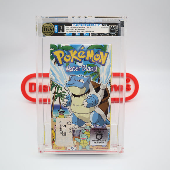 POKEMON: WATER BLAST! IGS GRADED 7.0 BOX & 6.5 SEAL! NEW & Factory Sealed with Authentic H-Overlap Seam! (VHS)