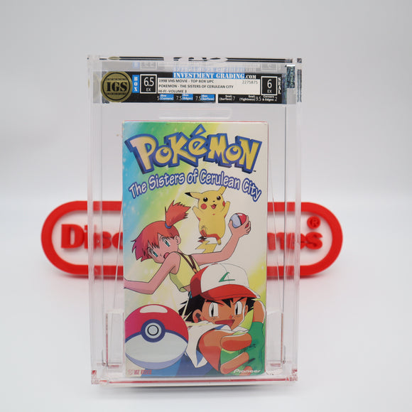 POKEMON: THE SISTERS OF CERULEAN CITY - IGS GRADED 6.5 BOX & 6.0 SEAL! NEW & Factory Sealed with Authentic H-Overlap Seam! (VHS)