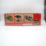 GOLIATH: RACE CAR & TRANSPORT MISSILE LAUNCHER & JET FIGHTER - 1987 KENNER MASK / M.A.S.K. - AFA GRADED 40 G! NEW Authentic & Factory Sealed!