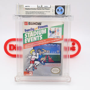 #628 - STADIUM EVENTS: FAMILY FUN FITNESS (PAL Version) - WATA GRADED 8.0 CIB (NES Nintendo) - THE DISCOUNTGAMES COLLECTION