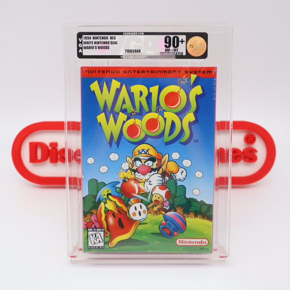 WARIO'S WOODS - VGA GRADED 90+ NM+/MINT UNCIRCUATED GOLD! NEW & Factory Sealed with Authentic H-Seam! (NES Nintendo)