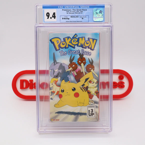 POKEMON: THE GREAT RACE - CGC GRADED 9.4 A+! NEW & Factory Sealed with Authentic H-Overlap Seam! (VHS)
