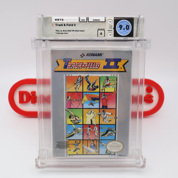 TRACK & FIELD II 2 - WATA GRADED 9.0 A! NEW & Factory Sealed with Authentic H-Seam! (NES Nintendo)