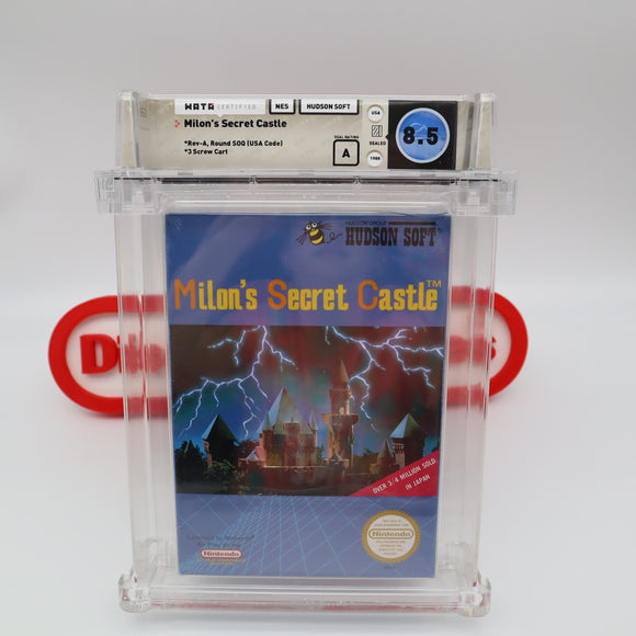 MILON'S SECRET CASTLE - ROUND SOQ! WATA GRADED 8.5 A! NEW & Factory Sealed with Authentic H-Seam! (NES Nintendo)