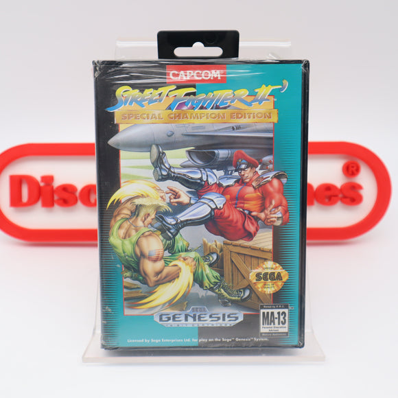 STREET FIGHTER II 2: SPECIAL CHAMPIONSHIP EDITION SCE - NEW & Factory Sealed Clamshell Box Early Print with Authentic LR Tube Seam! (Sega Genesis)