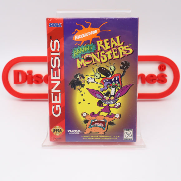 NICKELODEON'S AAAHH!! REAL MONSTERS - NEW & Factory Sealed with Authentic V-Overlap Seam! (Sega Genesis)