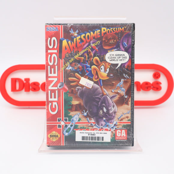AWESOME POSSUM KICKS DR. MACHINO'S BUTT - NEW & Factory Sealed with Authentic V-Overlap Seam! (Sega Genesis)