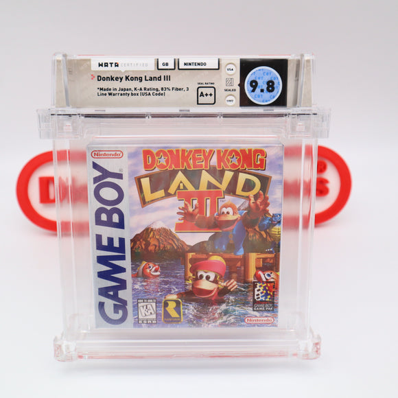 DONKEY KONG LAND III 3 - WATA GRADED 9.8 A++ UNCIRCULATED! NEW & Factory Sealed with Authentic H-Seam! (Game Boy Original)