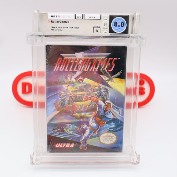 ROLLERGAMES / ROLLER GAMES - WATA GRADED 8.0 B! NEW & Factory Sealed with Authentic H-Seam! (NES Nintendo) (Copy)