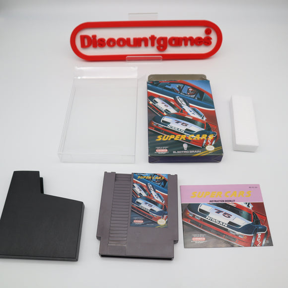 SUPER CARS - COMPLETE with MINT MANUAL! Cleaned & Tested! (NES Nintendo) + Case