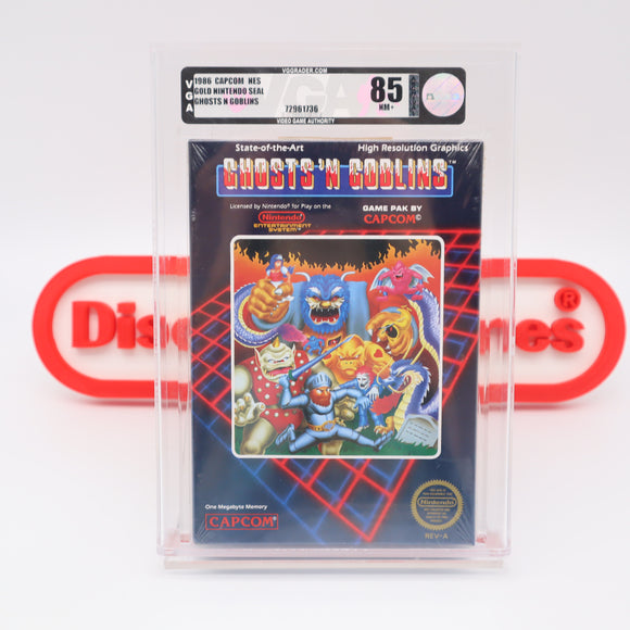 #266 - GHOSTS 'N GOBLINS (Rev-A, Round SOQ) - VGA GRADED 85 NM+ (NES Nintendo) - THE DISCOUNTGAMES COLLECTION