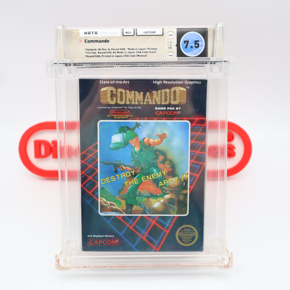 COMMANDO - UNPUNCHED HANGTAB, NO Rev-A, Sound SOQ, 5 Screw - WATA GRADED 7.5 CIB! (NES Nintendo)