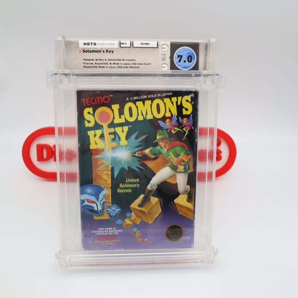SOLOMON'S KEY - UNPUNCHED HANGTAB, NO Rev-A, Sound SOQ, 5 Screw - WATA GRADED 7.0 CIB! (NES Nintendo)
