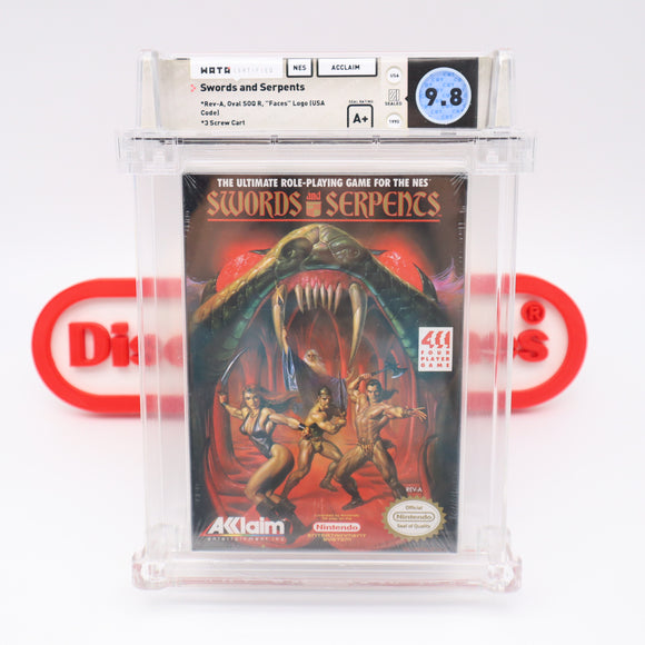 #664 - SWORDS AND SERPENTS - WATA GRADED 9.8 A+ (NES Nintendo) - THE DISCOUNTGAMES COLLECTION