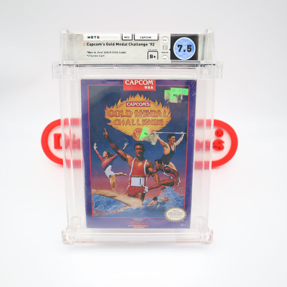 CAPCOM'S GOLD MEDAL CHALLENGE '92 - WATA GRADED 7.5 B+ (Re-grade Opportunity)! NEW & Factory Sealed with Authentic H-Seam! (NES Nintendo)
