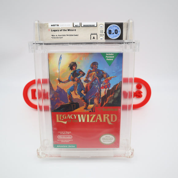 LEGACY OF THE WIZARD - WATA GRADED 8.0 A! NEW & Factory Sealed with Authentic H-Seam! (NES Nintendo)