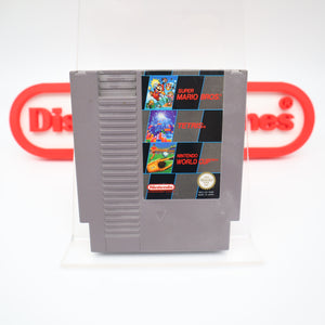 SUPER MARIO BROS / TETRIS / WORLD CUP SOCCER (3 IN 1!) Cartridge - Cleaned & Tested! (NES Nintendo)