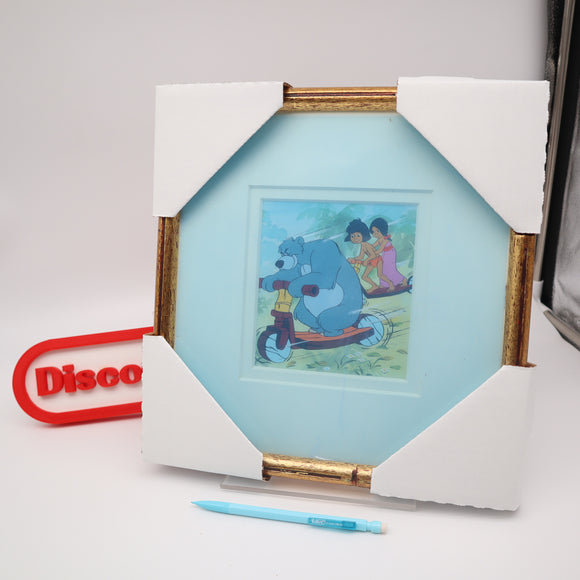 FRAMED Original One-Of-A-Kind Hand-Painted Artwork: MOWGLI,  BALOO & VILLAGE GIRL - THE JUNGLE BOOK From 1967 Wonderful World of Disney UK Annual