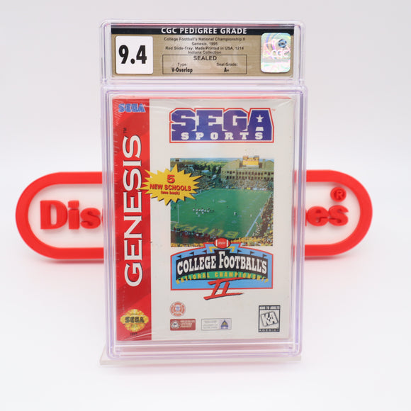 COLLEGE FOOTBALL'S NATIONAL CHAMPIONSHIP II 2 - CGC PEDIGREE GRADED 9.4 A+! NEW & Factory Sealed! (Sega Genesis)
