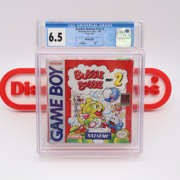 BUBBLE BOBBLE: PART 2 II - CGC GRADED 6.5 B+! NEW & Factory Sealed with Authentic H-Seam! (Game Boy Original)