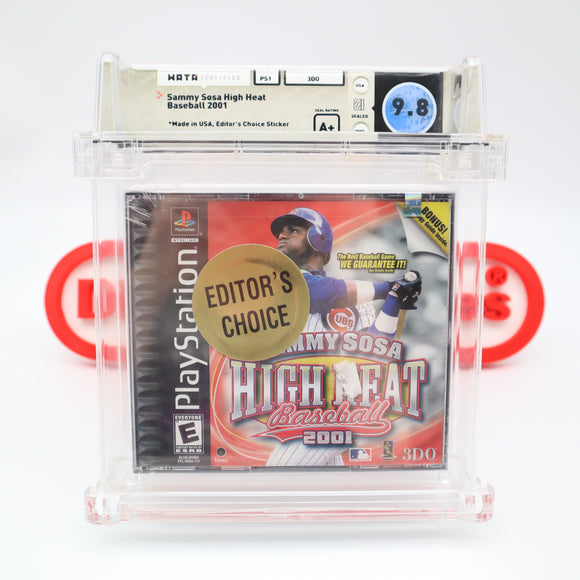 CUBS' SAMMY SOSA HIGH HEAT BASEBALL 2001 WITH EDITOR'S CHOICE STICKER (POP 1!)! WATA GRADED 9.8 A+! NEW & Factory Sealed! (PS1 PlayStation 1)