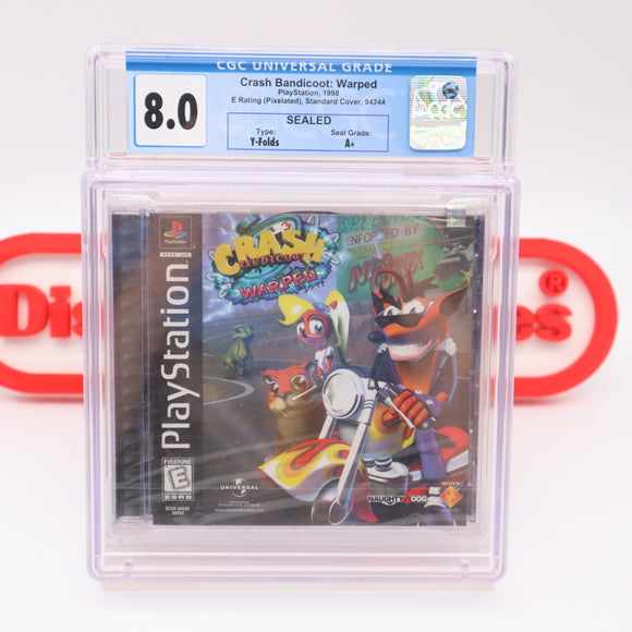 CRASH BANDICOOT: WARPED - CGC GRADED 8.0 A+! NEW & Factory Sealed! (PS1 PlayStation 1)